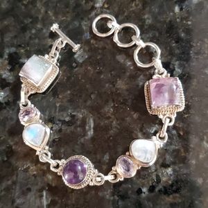 STERLING SILVER GENUINE STONE BRACELET